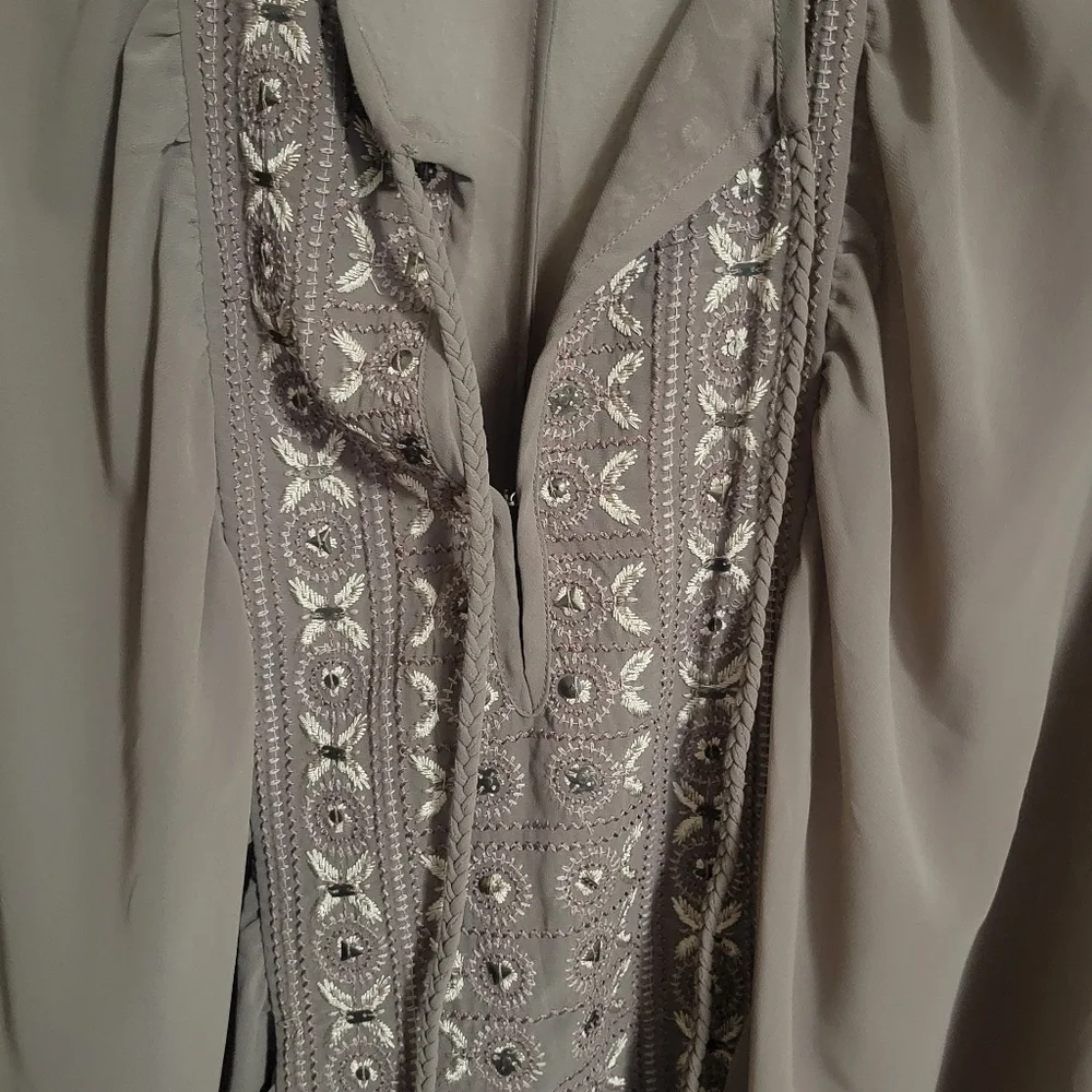 Free People embroidered oversized with tassel details boho style top size small
